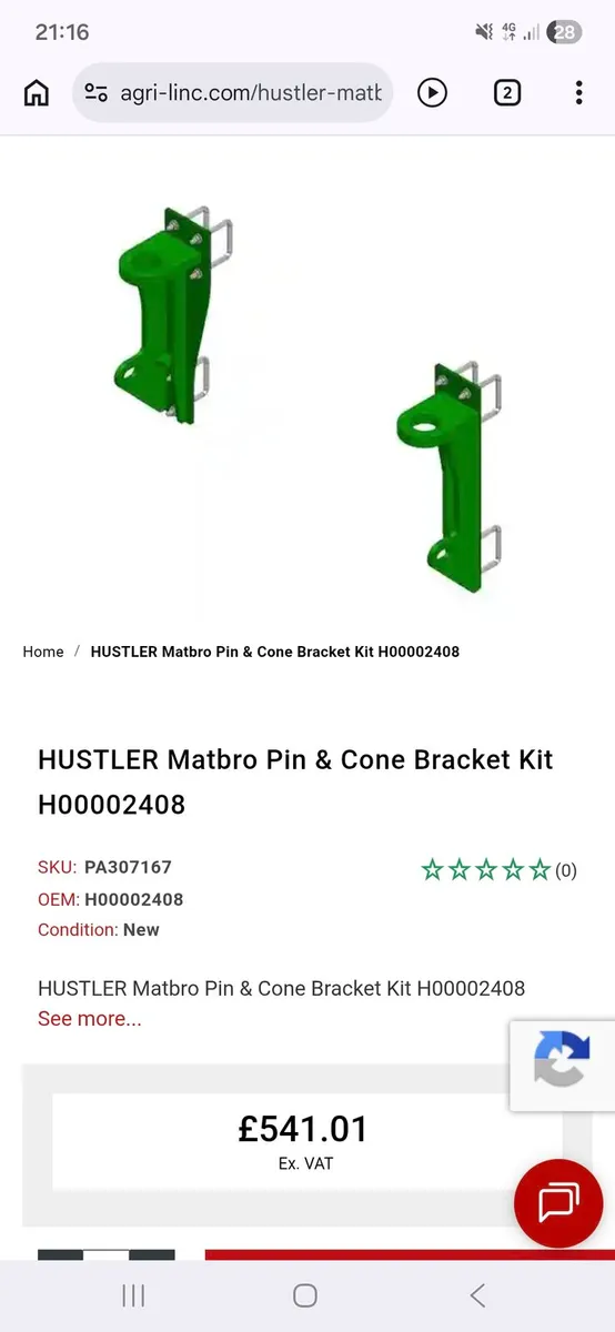 HUSTLER Matbro Pin & Cone Bracket Kit - Image 2