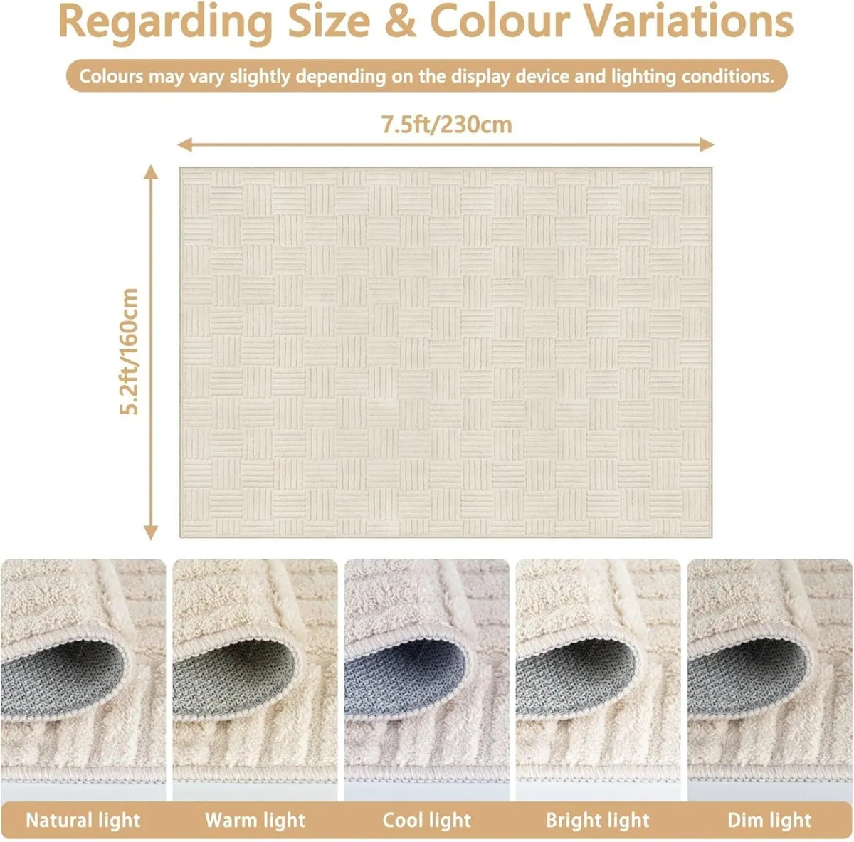 Rugs Living Room 160x230cm Washable Soft Fluffy - Image 2