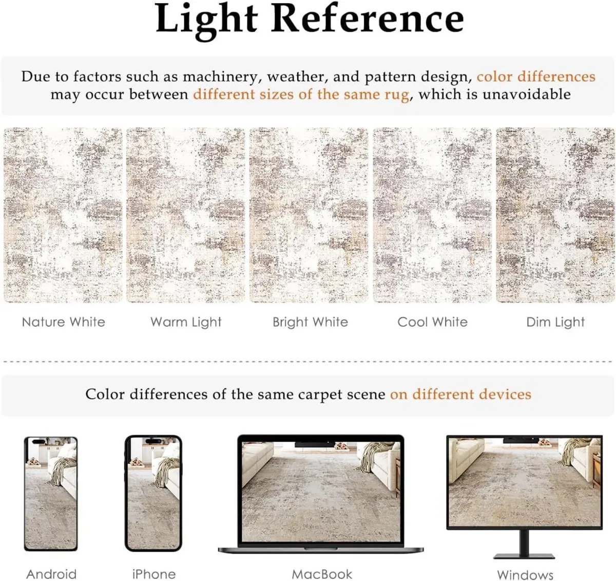 Washable Rugs Living Room Rug 180x270cm Beige - Image 2