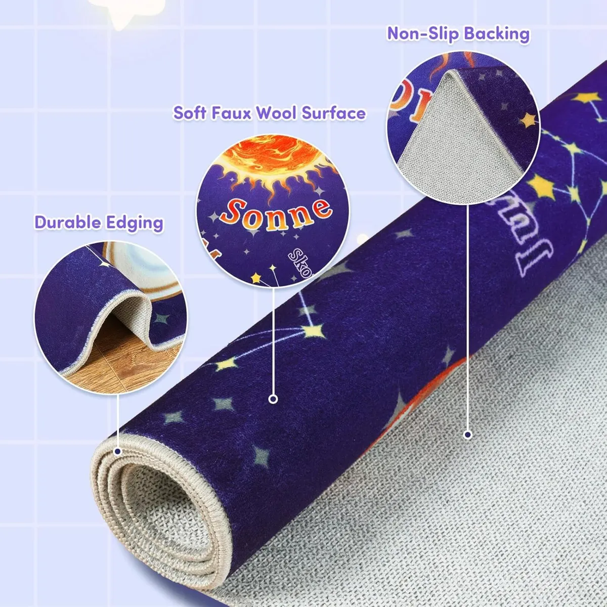 Kids Rug for Playroom Outer Space Play Mat Floor - Image 3