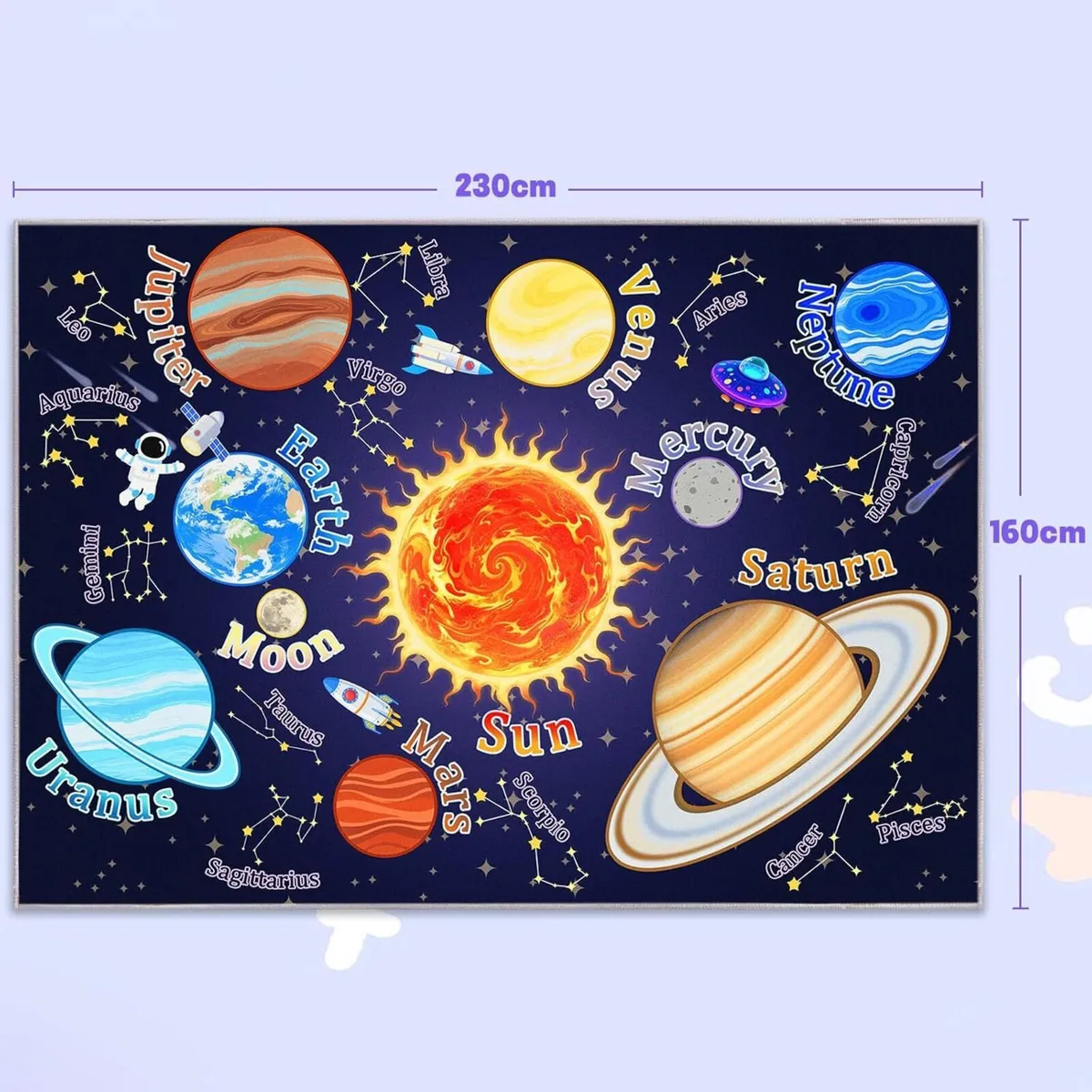 Kids Rug for Playroom Outer Space Play Mat Floor - Image 2