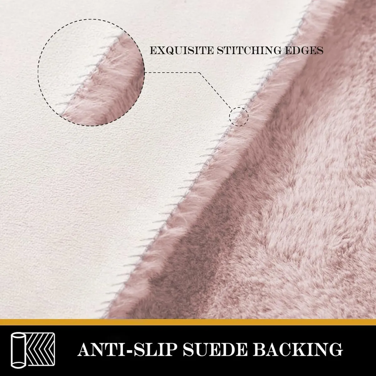 Light Pink Fluffy Rug 150 x 210cm Washable - Image 4