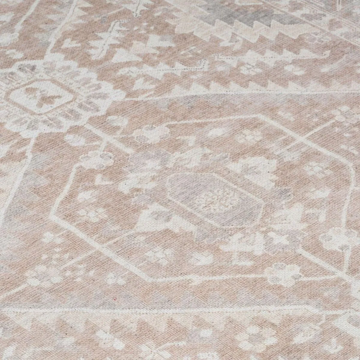 Traditional Neutral Beige Medallion Living Room - Image 3