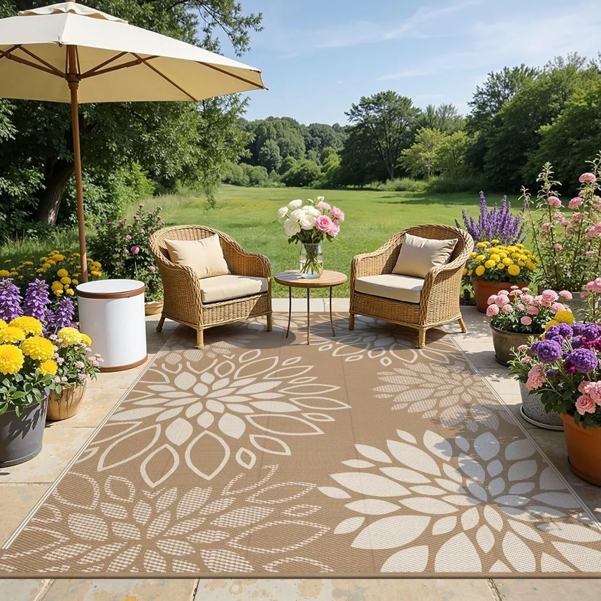 Outdoor Rug 240 x 300 cm Large Reversible Garden - Image 1