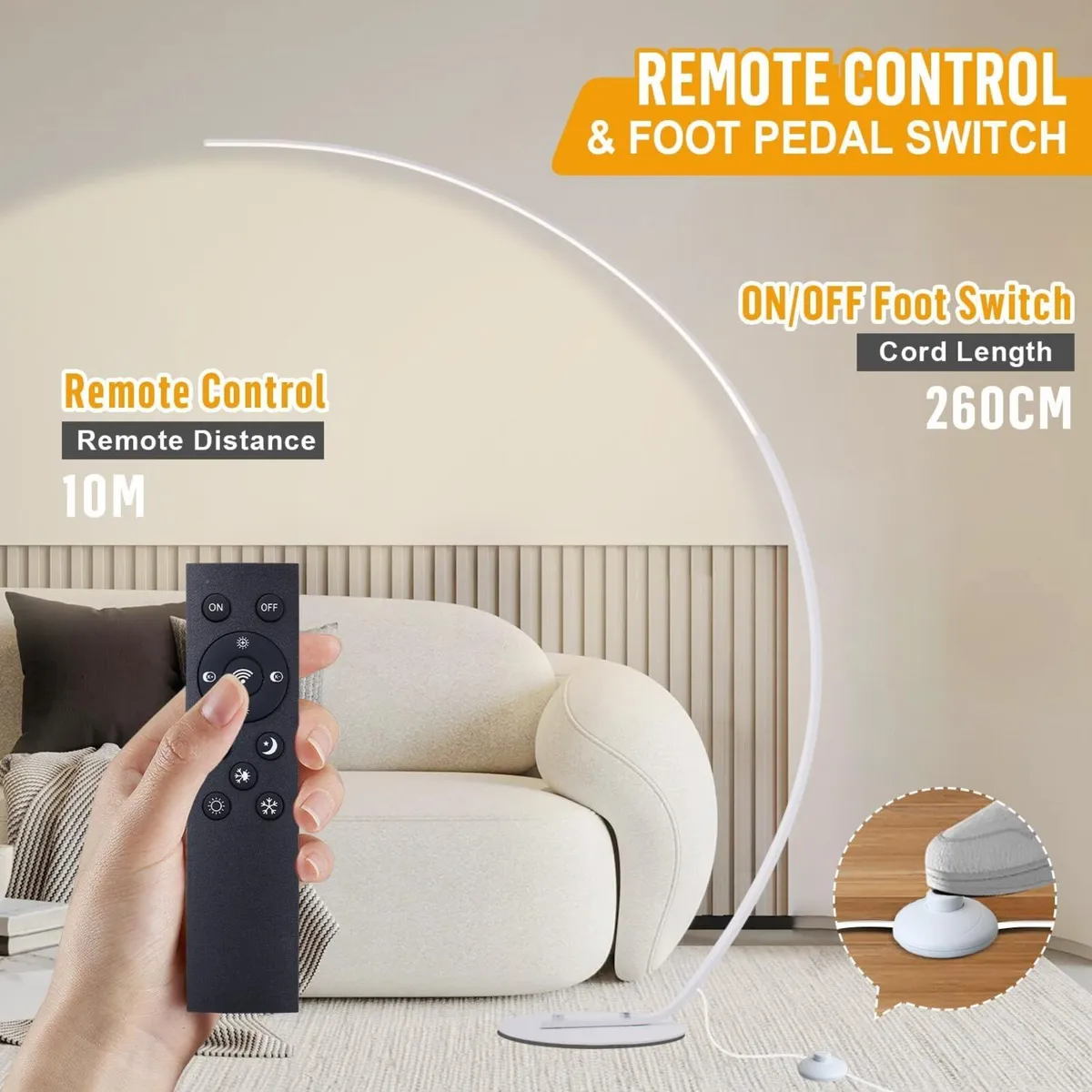 LED Arc Floor Lamp for Living Room 25W Dimmable - Image 4