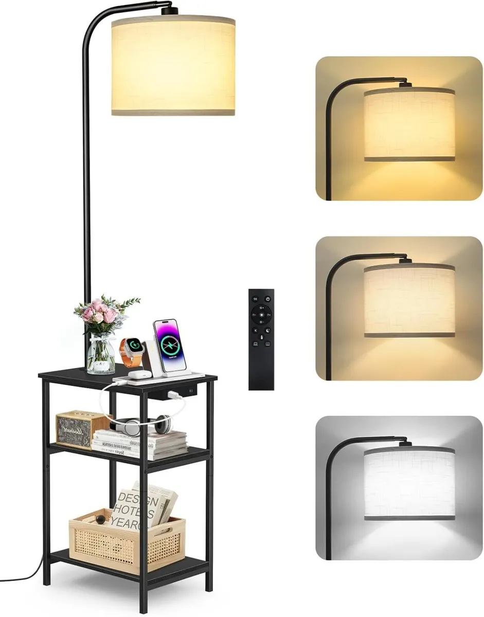Floor Lamp with Table 2 Drawers Remote Side End - Image 1
