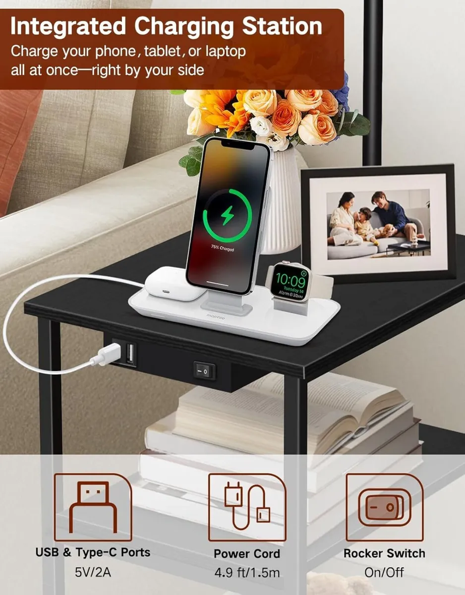 Floor Lamp with Table 2 Drawers Remote Side End - Image 3