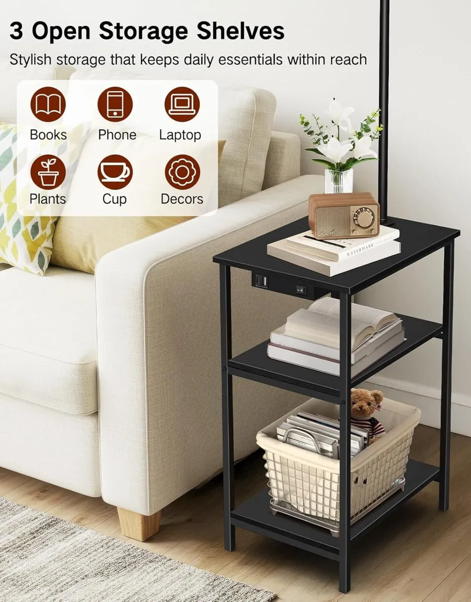 Floor Lamp with Table 2 Drawers Remote Side End - Image 4