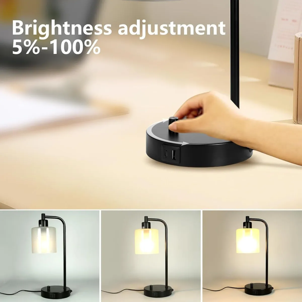 Bedside Lamps Set of 2 Dimmable Table with - Image 4