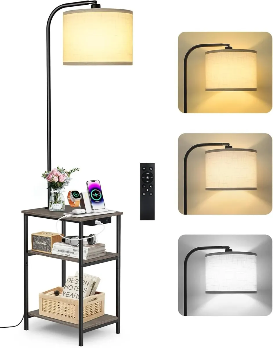 Floor Lamp with Table 2 Drawers Remote Side End - Image 1