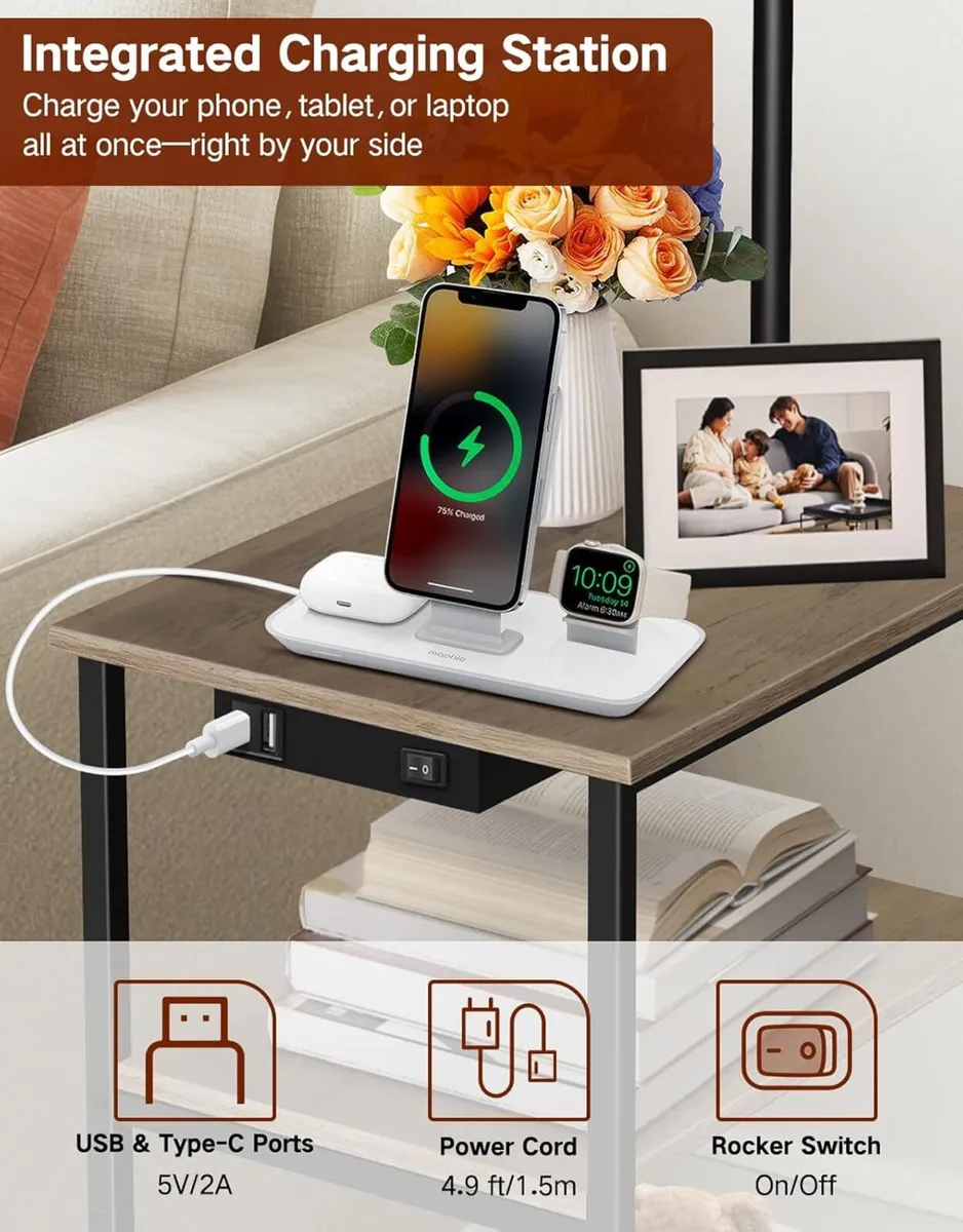 Floor Lamp with Table 2 Drawers Remote Side End - Image 3