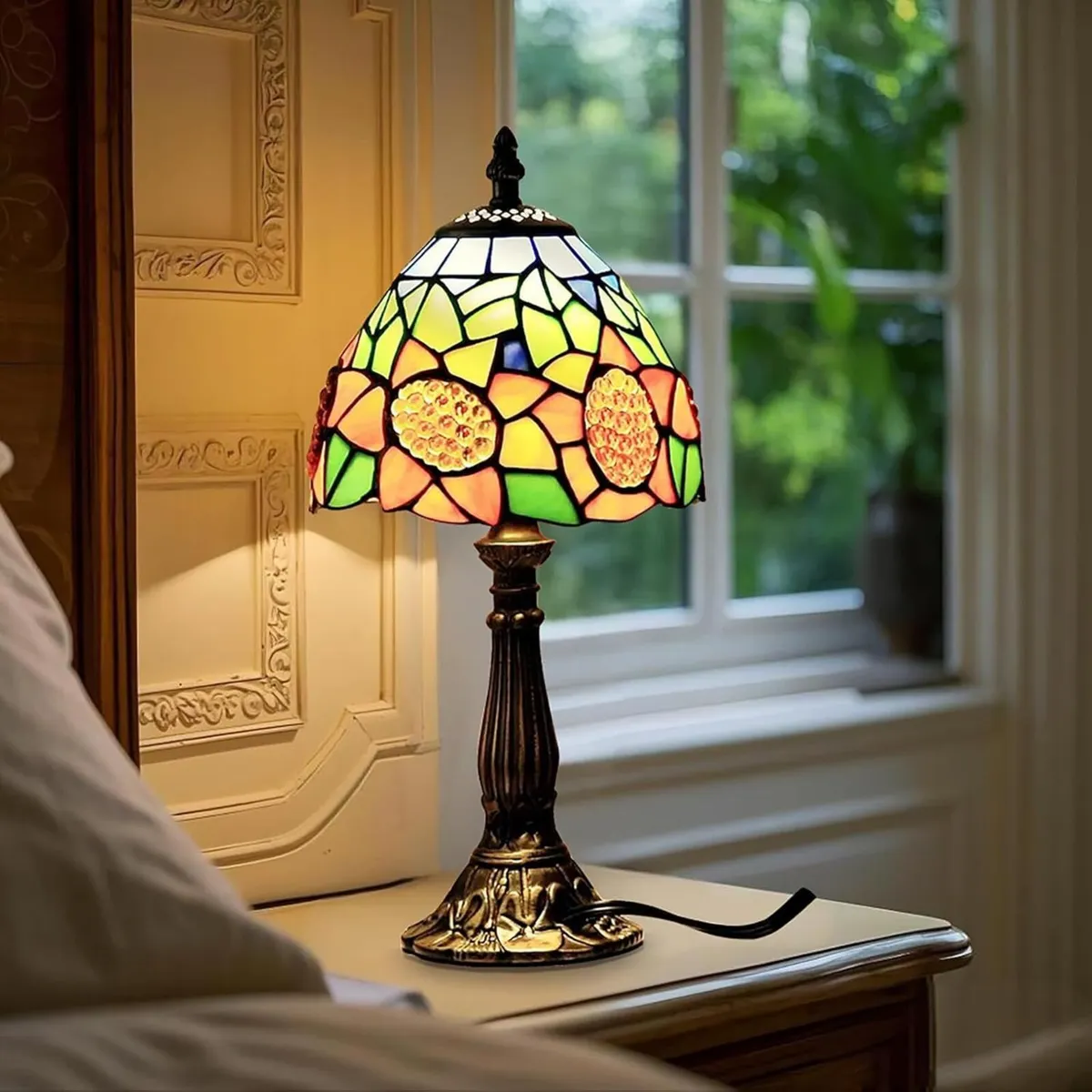 Tiffany Style Table Lamp 6.5 Sunflower Stained - Image 4