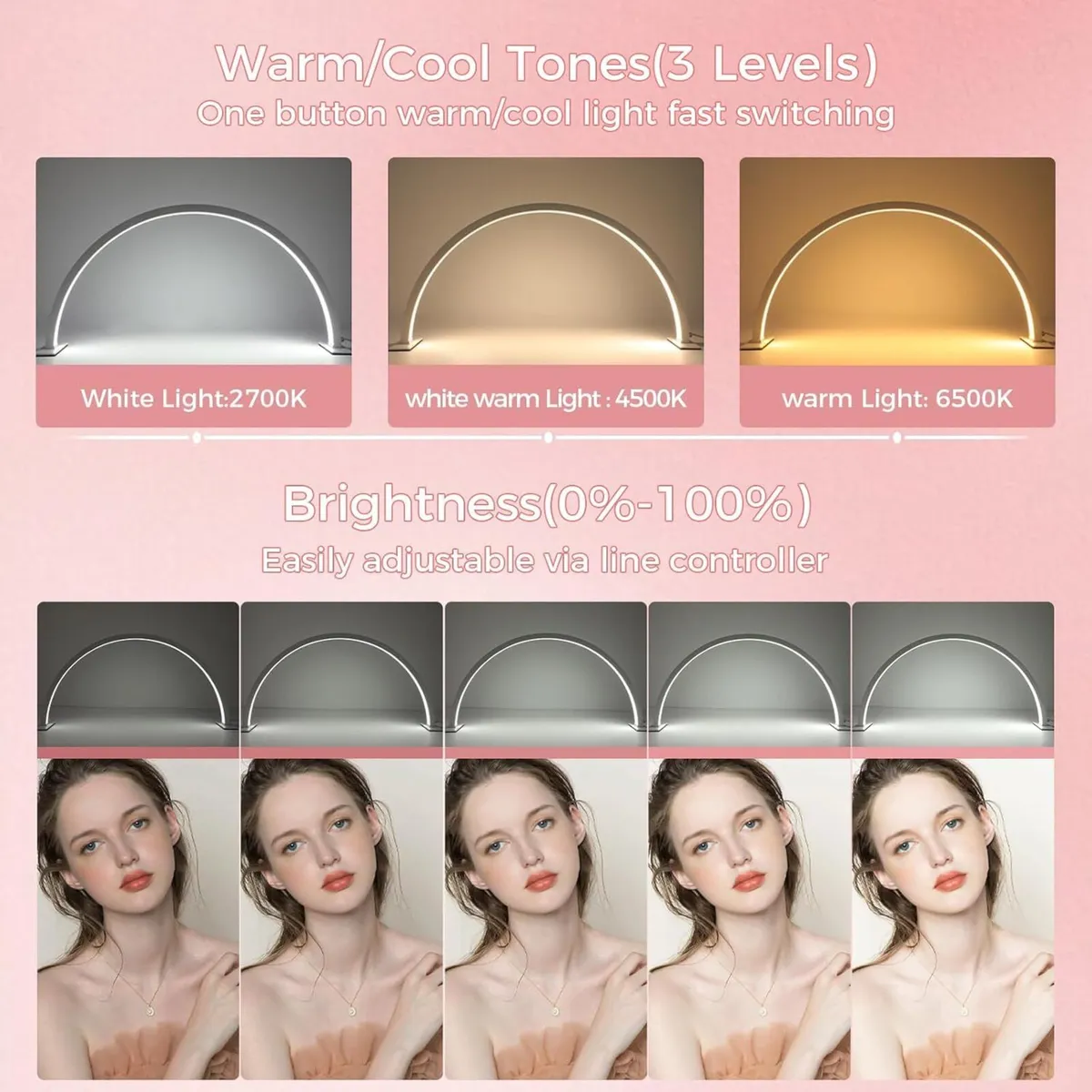 30in Half Moon Lamp 39W Nail Desk Lumen LED Lash - Image 4