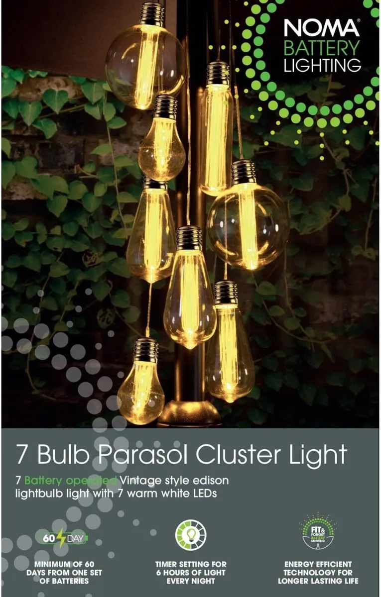 7 Parasol Cluster Lights with Warm White LED's - Image 1