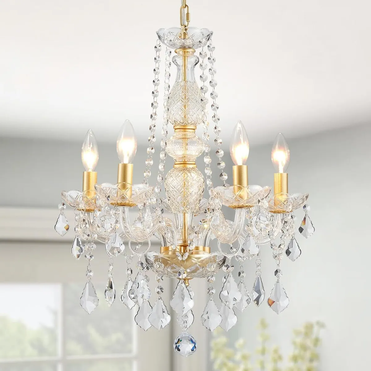 Crystal 5-Light Candle Chandelier Pendant - Image 1