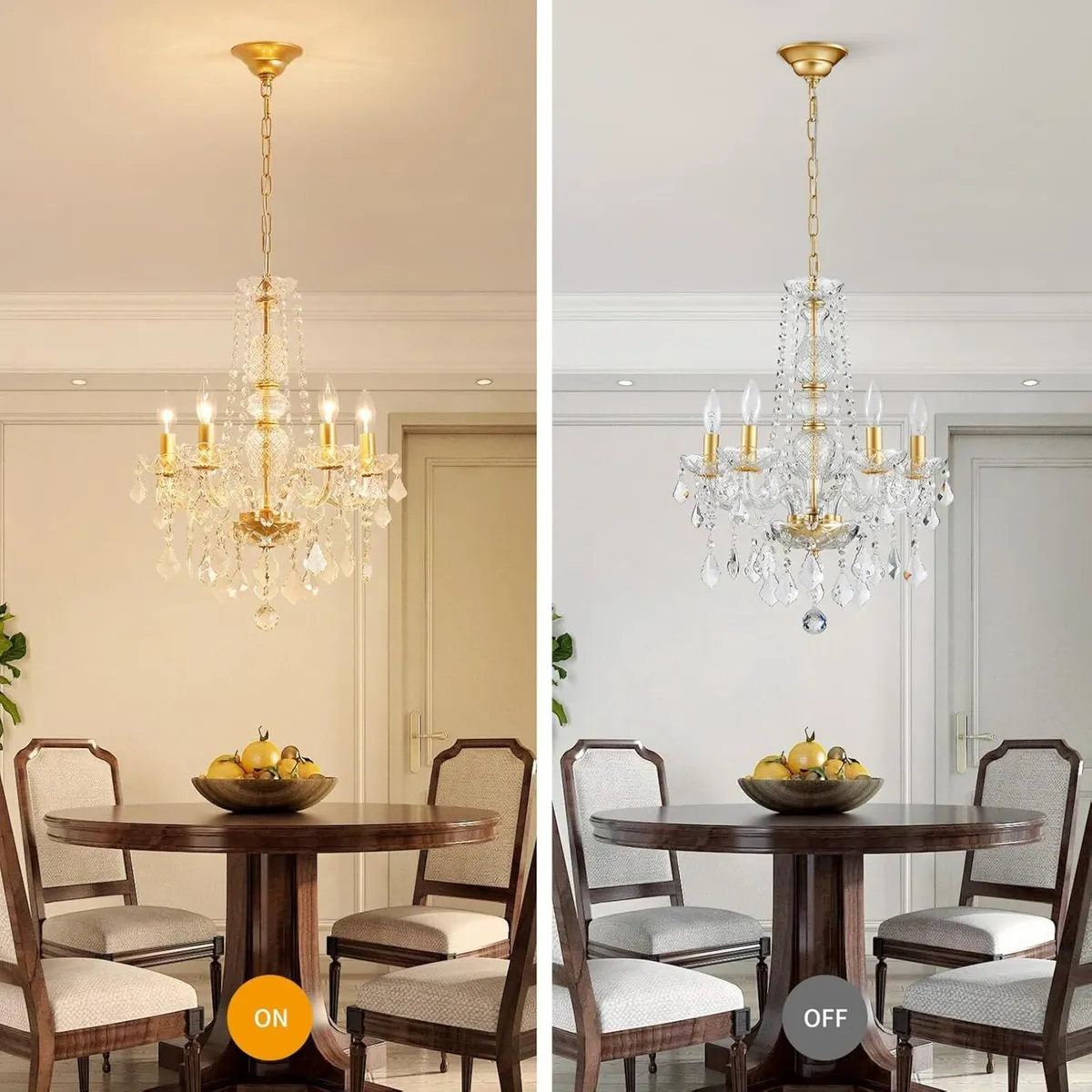 Crystal 5-Light Candle Chandelier Pendant - Image 4