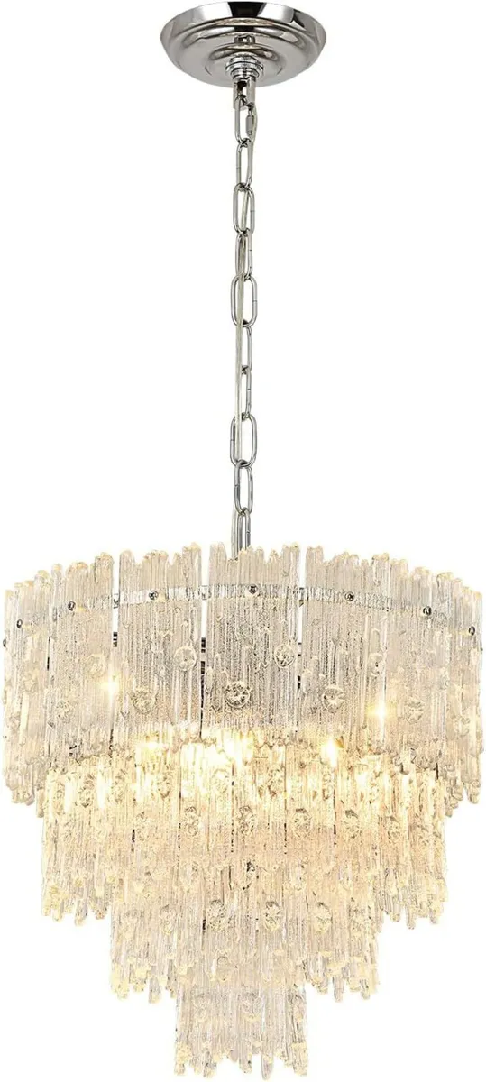 Modern Crystal Chandelier Chrome Round Glass - Image 4