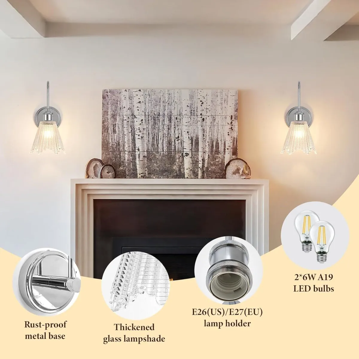 Wall Sconce Set of 2 Chrome Vintage Light - Image 4