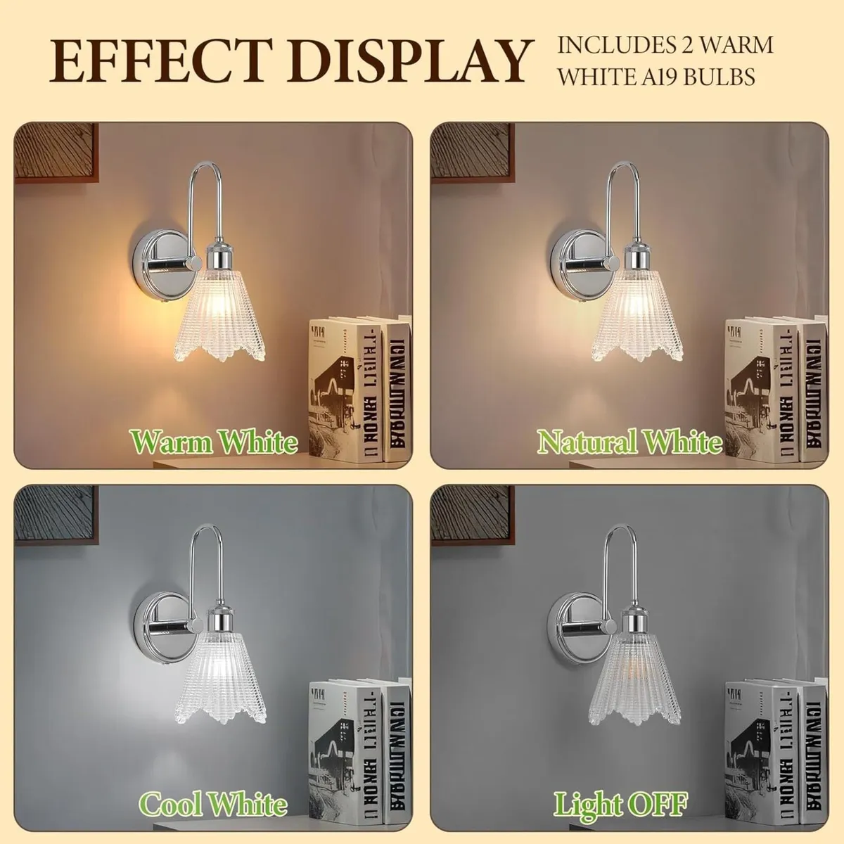 Wall Sconce Set of 2 Chrome Vintage Light - Image 2