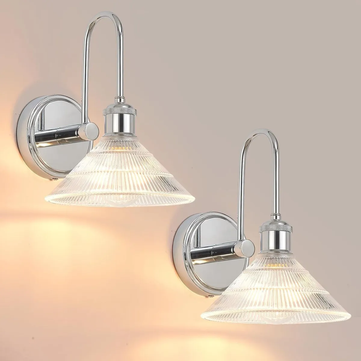 Wall Sconce Set of 2 Chrome Vintage Light - Image 1