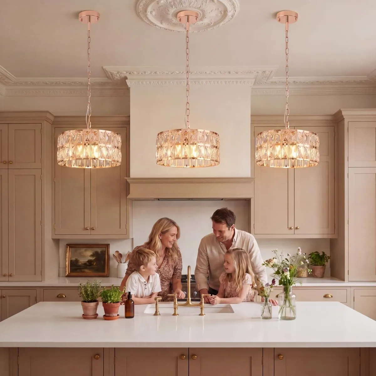 Rose Gold Crystal Ceiling Light Modern Chandelier - Image 3