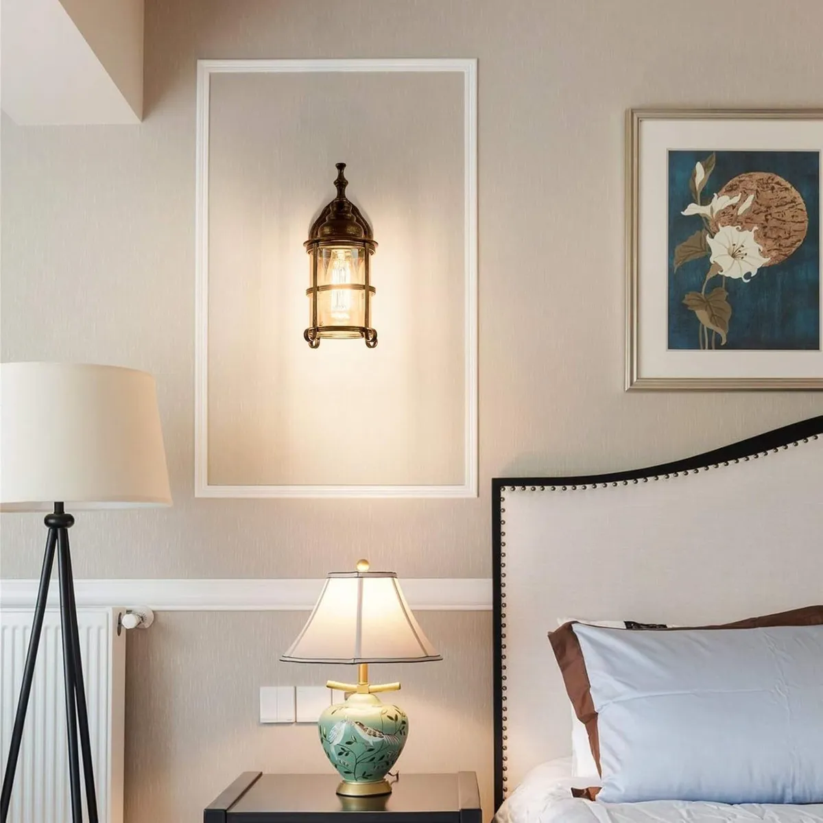 Rustic Amber Glass Wall Light 2-Pack Bronze - Image 4