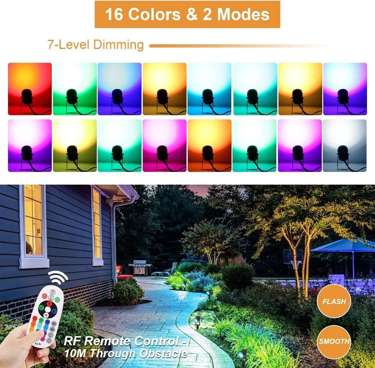 Garden Spotlights Mains Color Changing Outdoor - Image 2