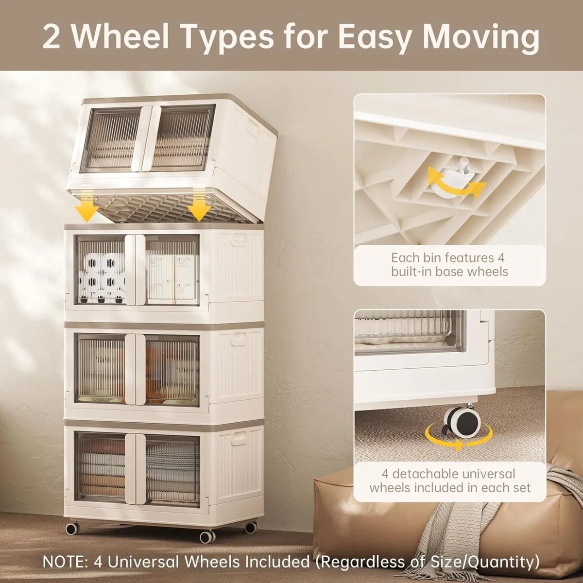 95L Large Plastic Stackable Storage Boxes with - Image 4