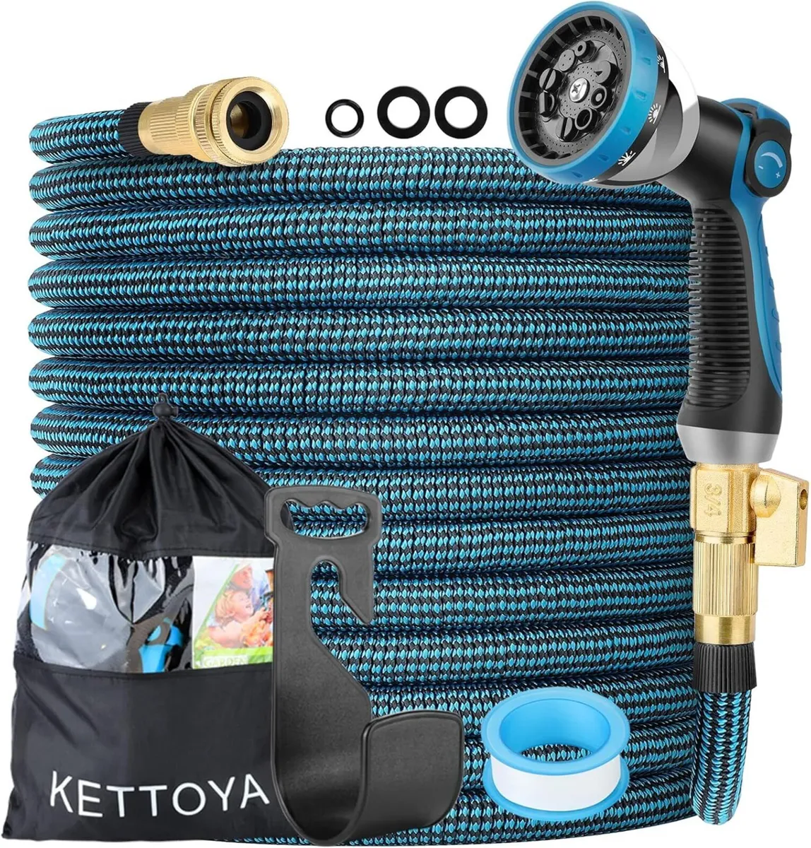 150FT Expandable Garden Hose Flexible Water with - Image 1