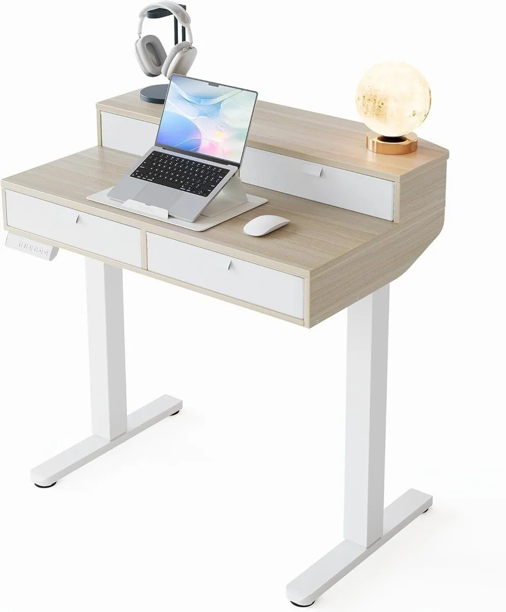 80 x 53cm Small Standing Desk with Drawers - Image 1