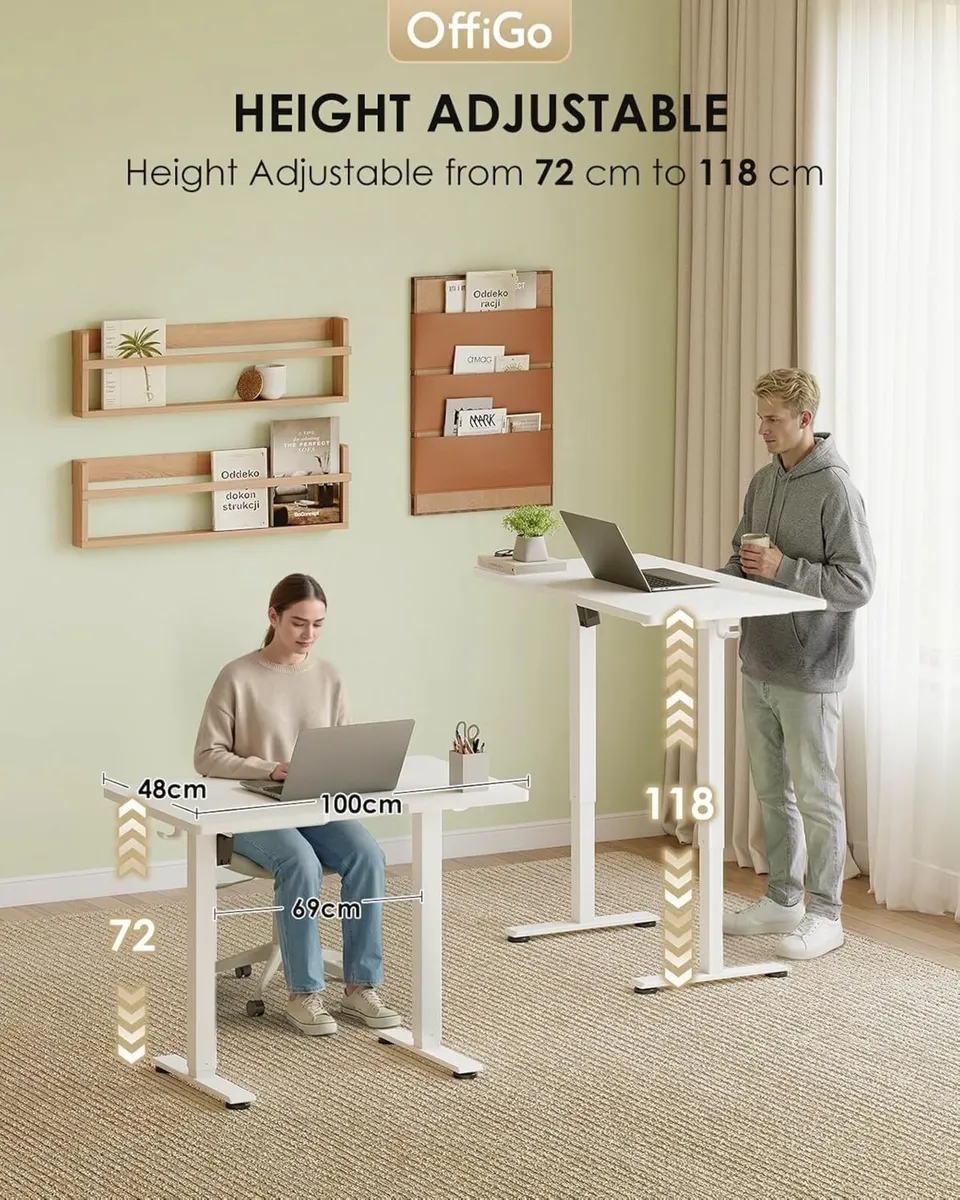 Standing Desk 100cm Small Height Adjustable with - Image 3