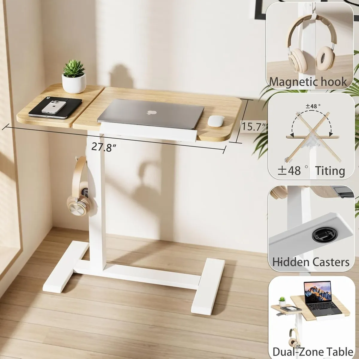 Overbed Table with Height Adjustable 67-101cm - Image 3