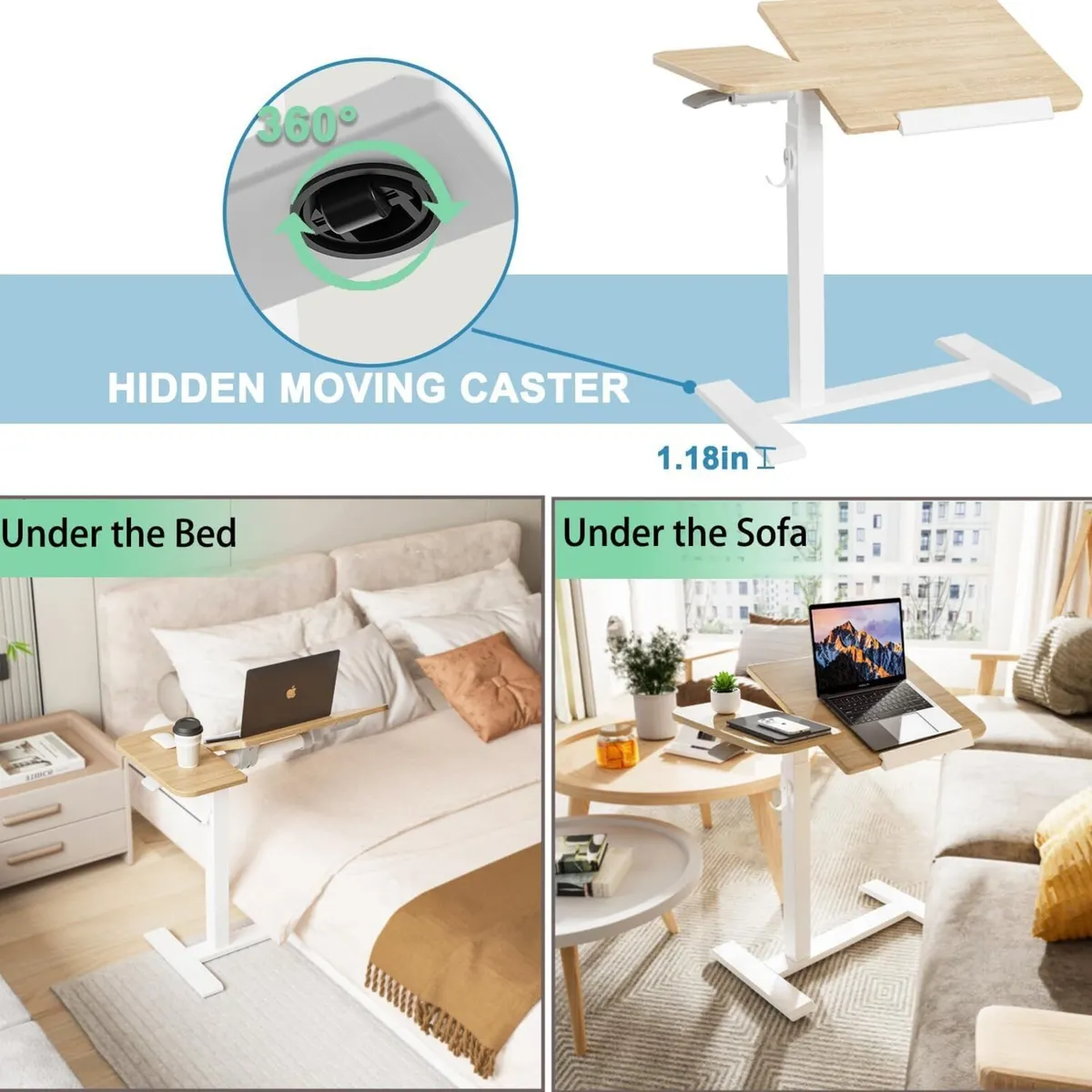 Overbed Table with Height Adjustable 67-101cm - Image 4