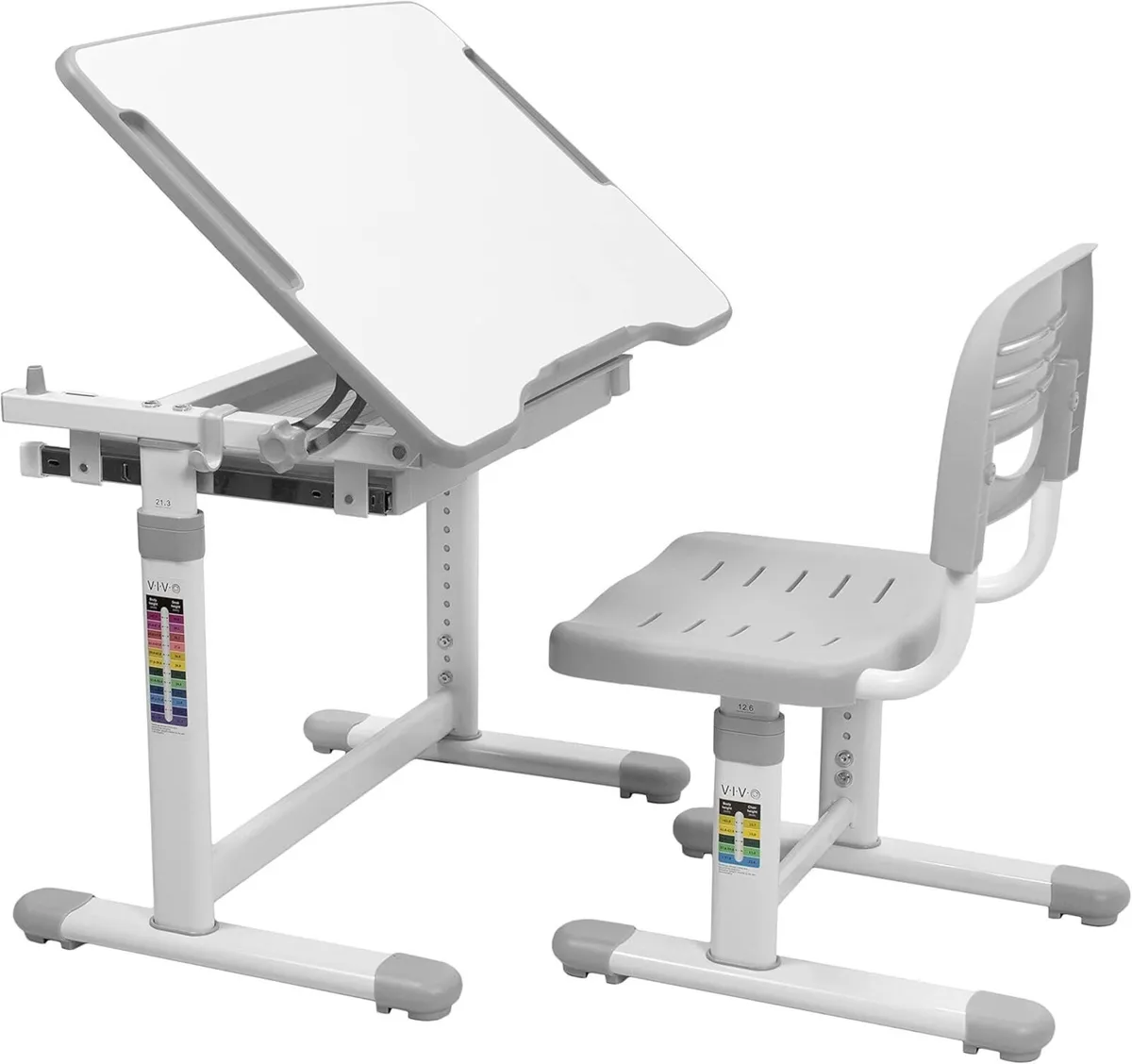 Height Adjustable Children's Desk and Chair Grey - Image 1