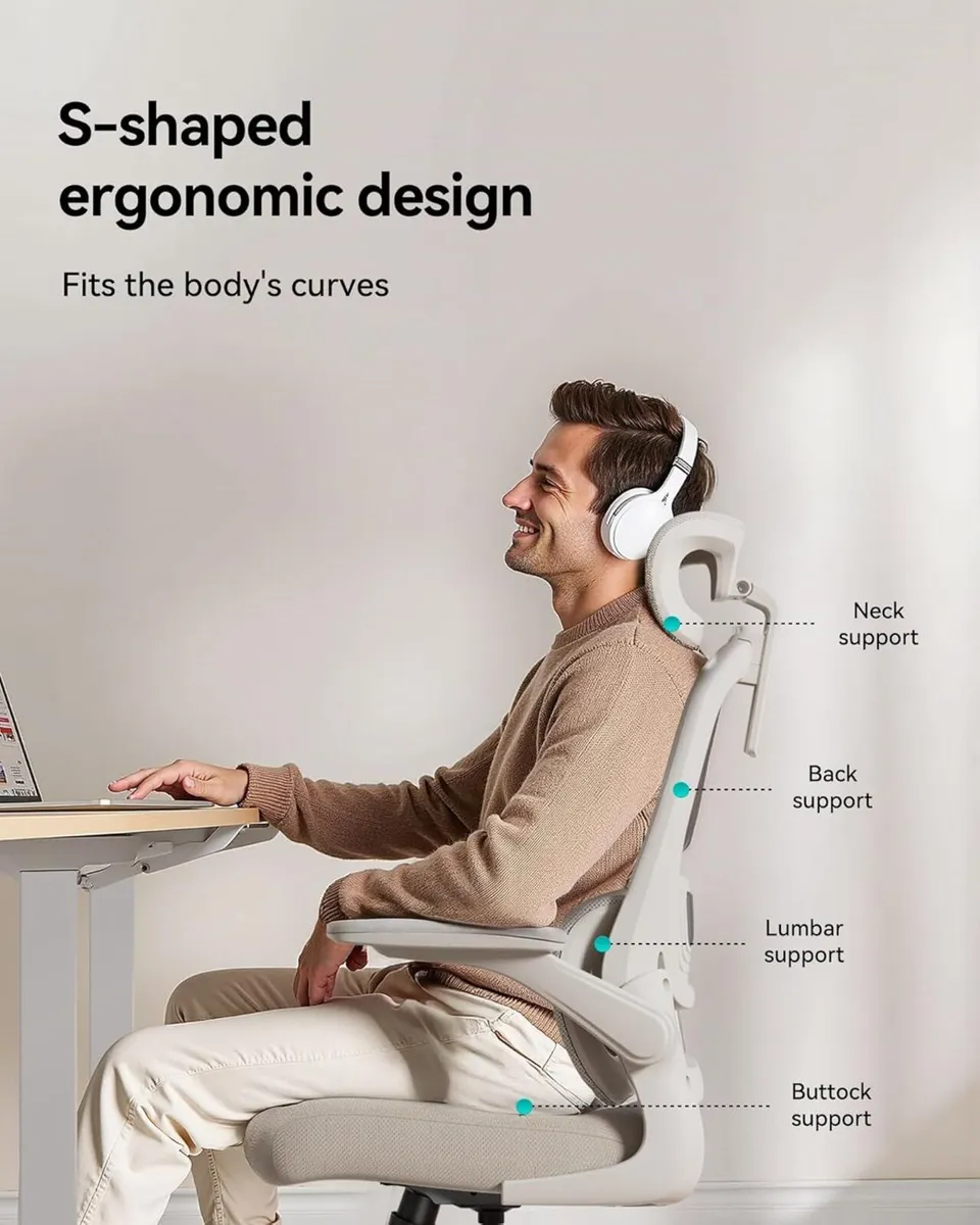 P1 Ergonomic Office Chair with Flip-Up Armrest - Image 2