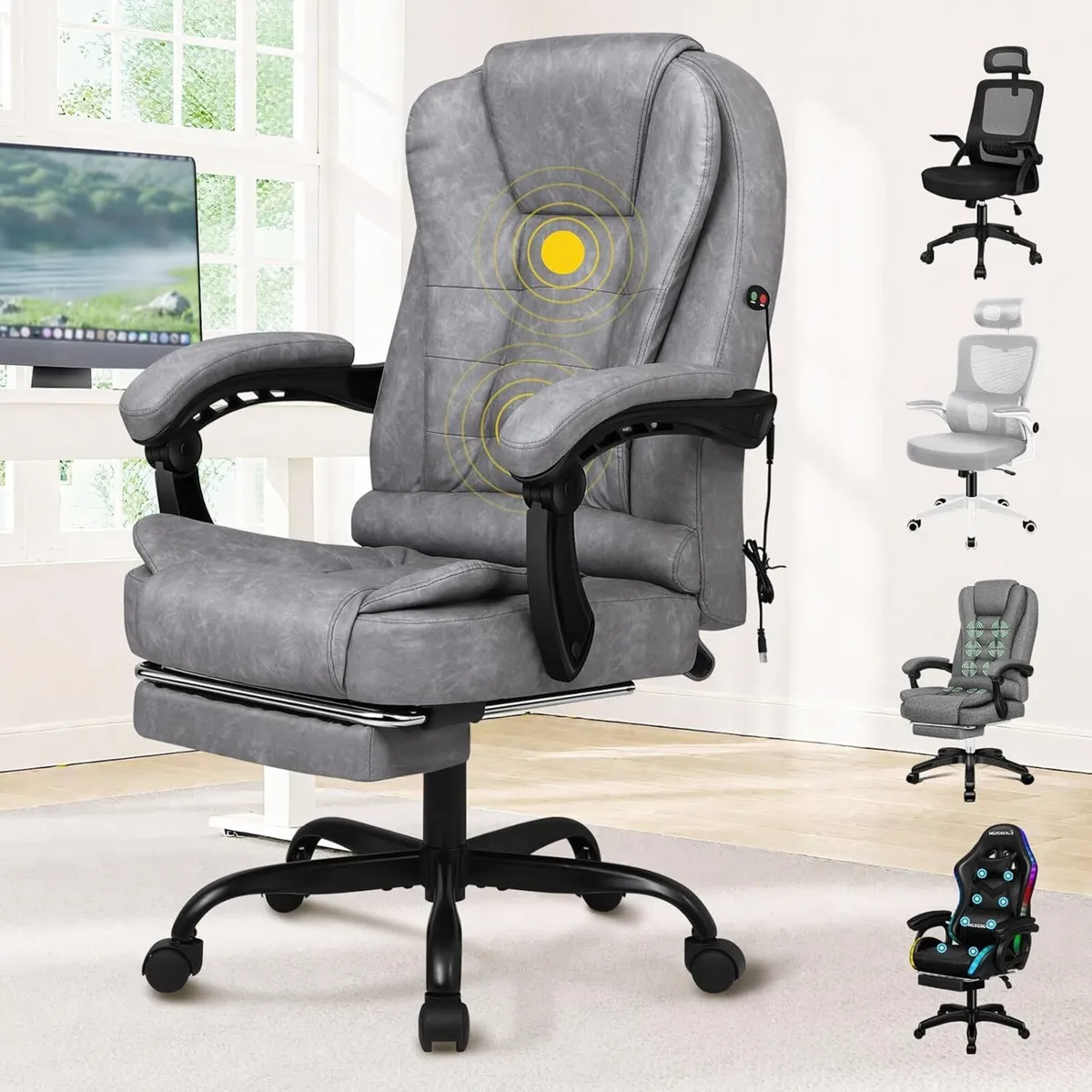 Office Chair Massage with Footrest for Home Desk - Image 1