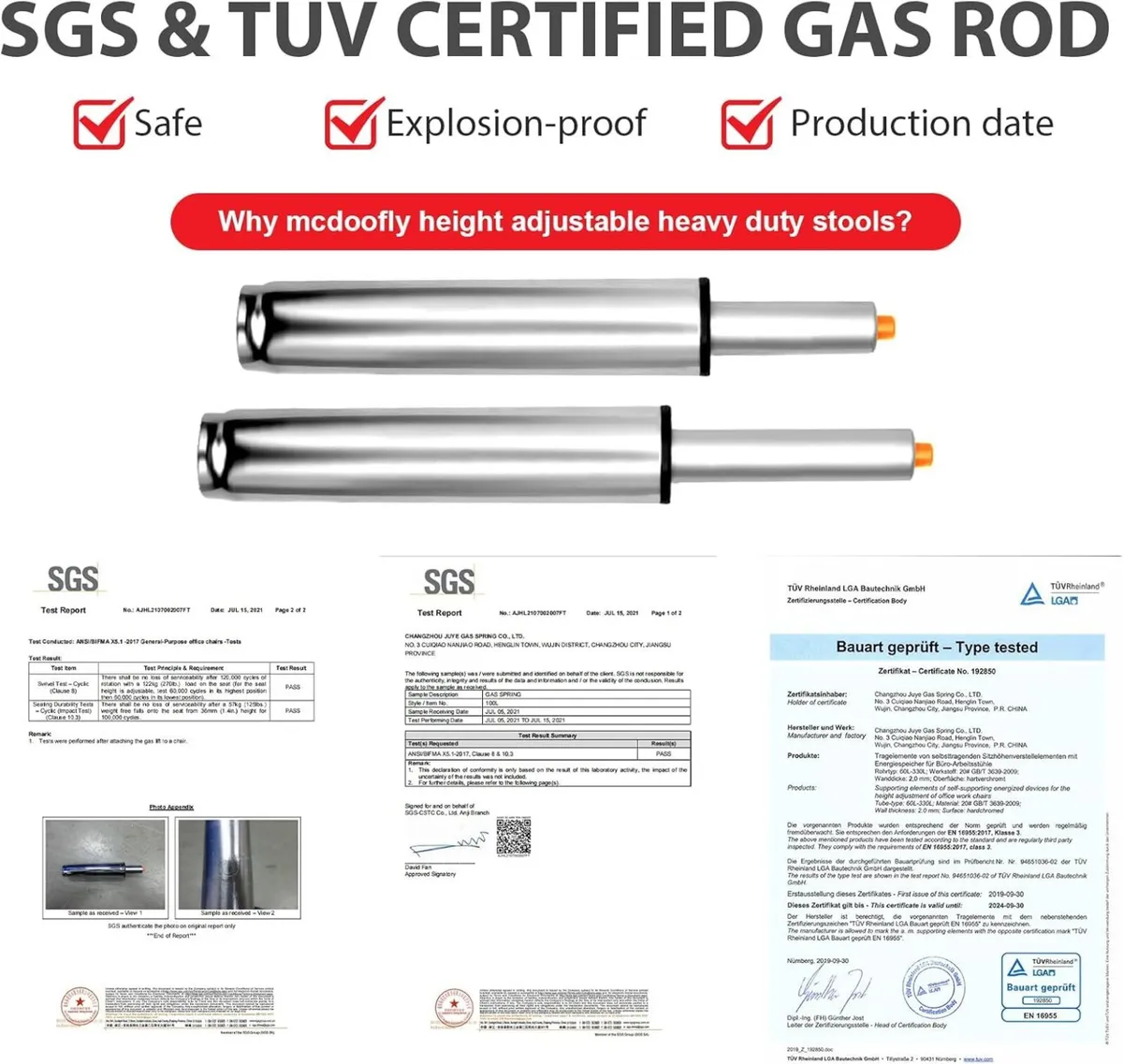 PU Leather Rolling Stool with Foot Rest Round - Image 4