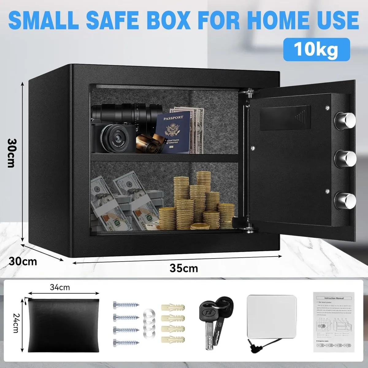 35L Security Safe Box Home with Fireproof - Image 2