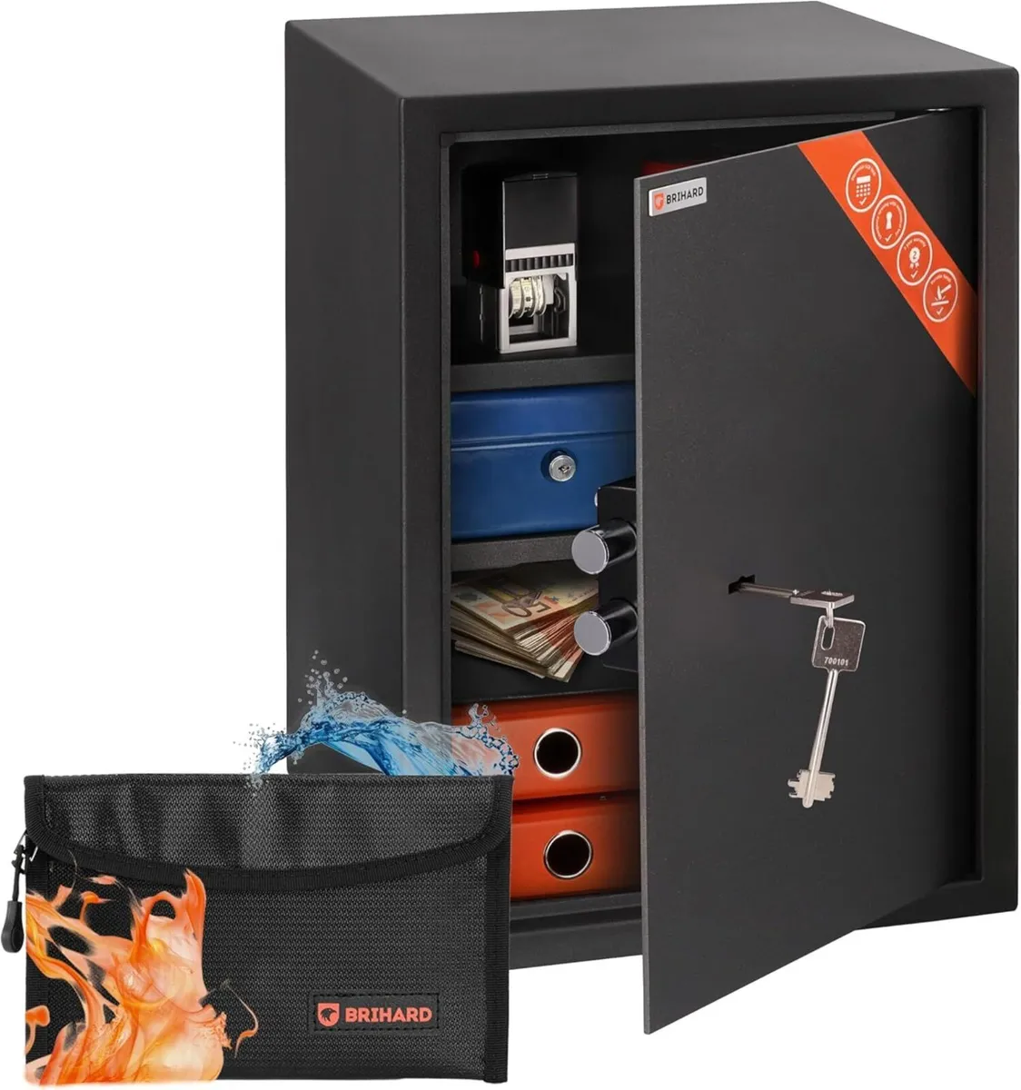 Business XL Key Lock Safe 50x35x36cm with - Image 1