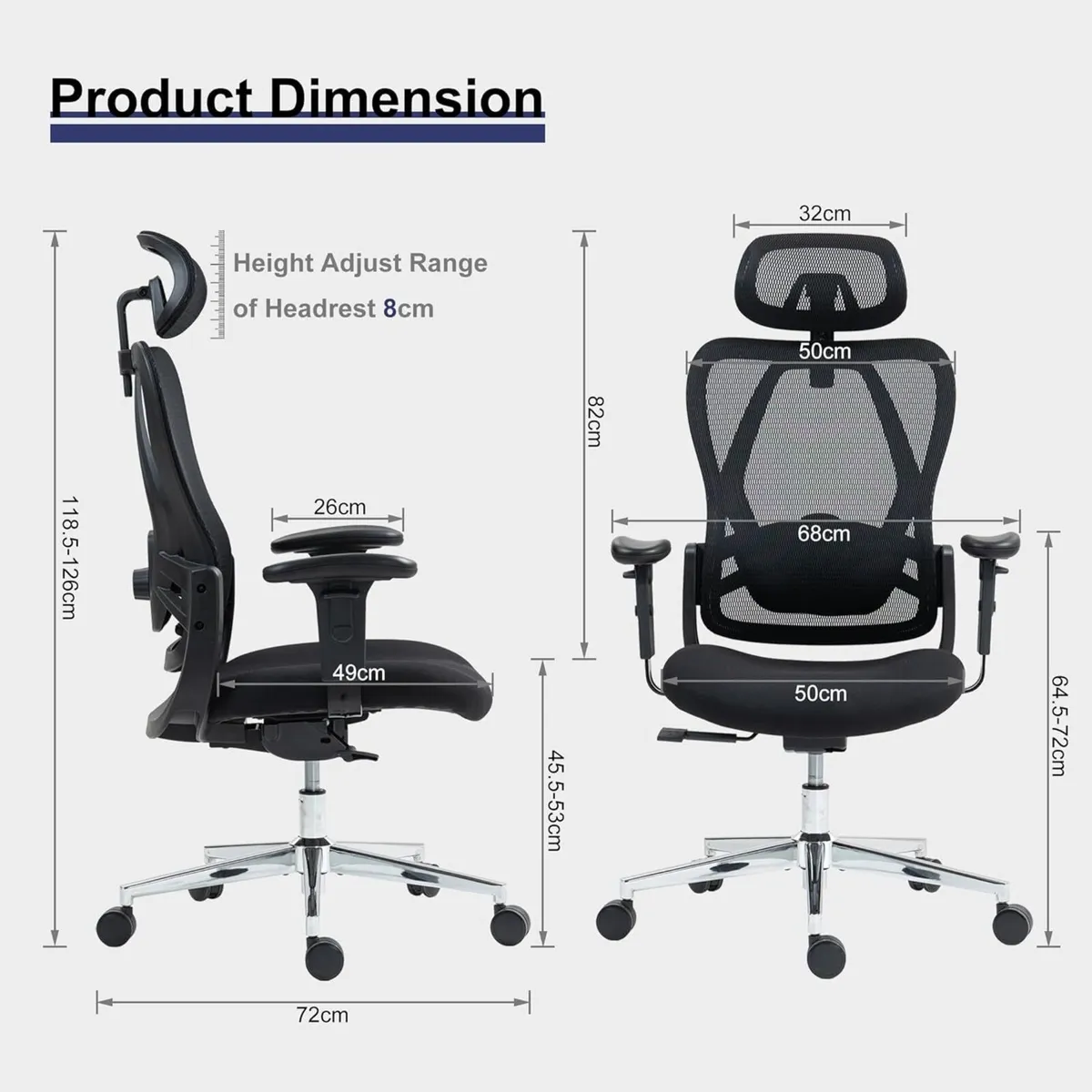 Office Desk Chair Ergonomic 200KG with Breathable - Image 3