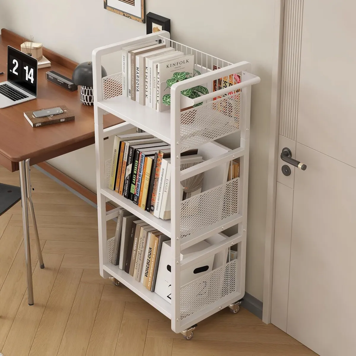 Wheeled Bookcase with 3 Magnetic bookends - Image 1