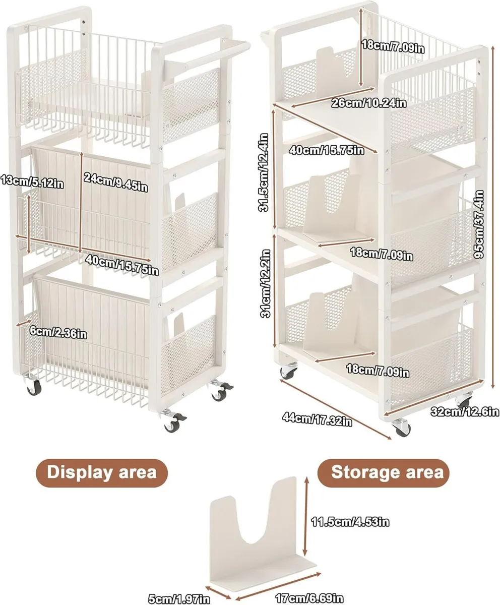 Wheeled Bookcase with 3 Magnetic bookends - Image 2