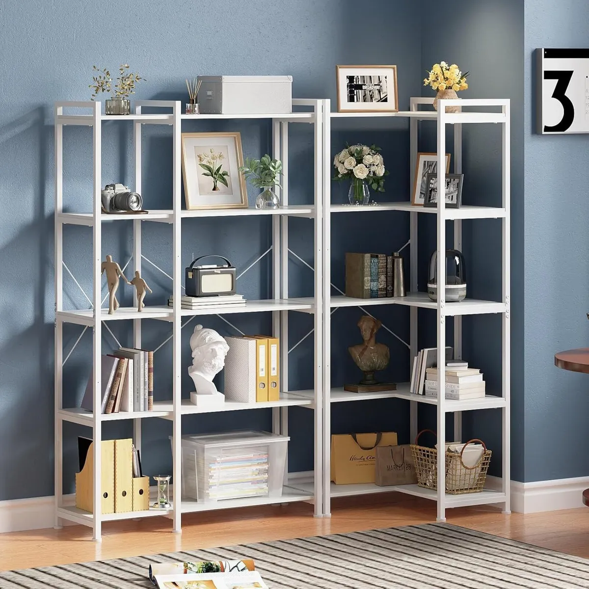 5 Tiers Corner Bookcases L Shaped Bookshelves - Image 4