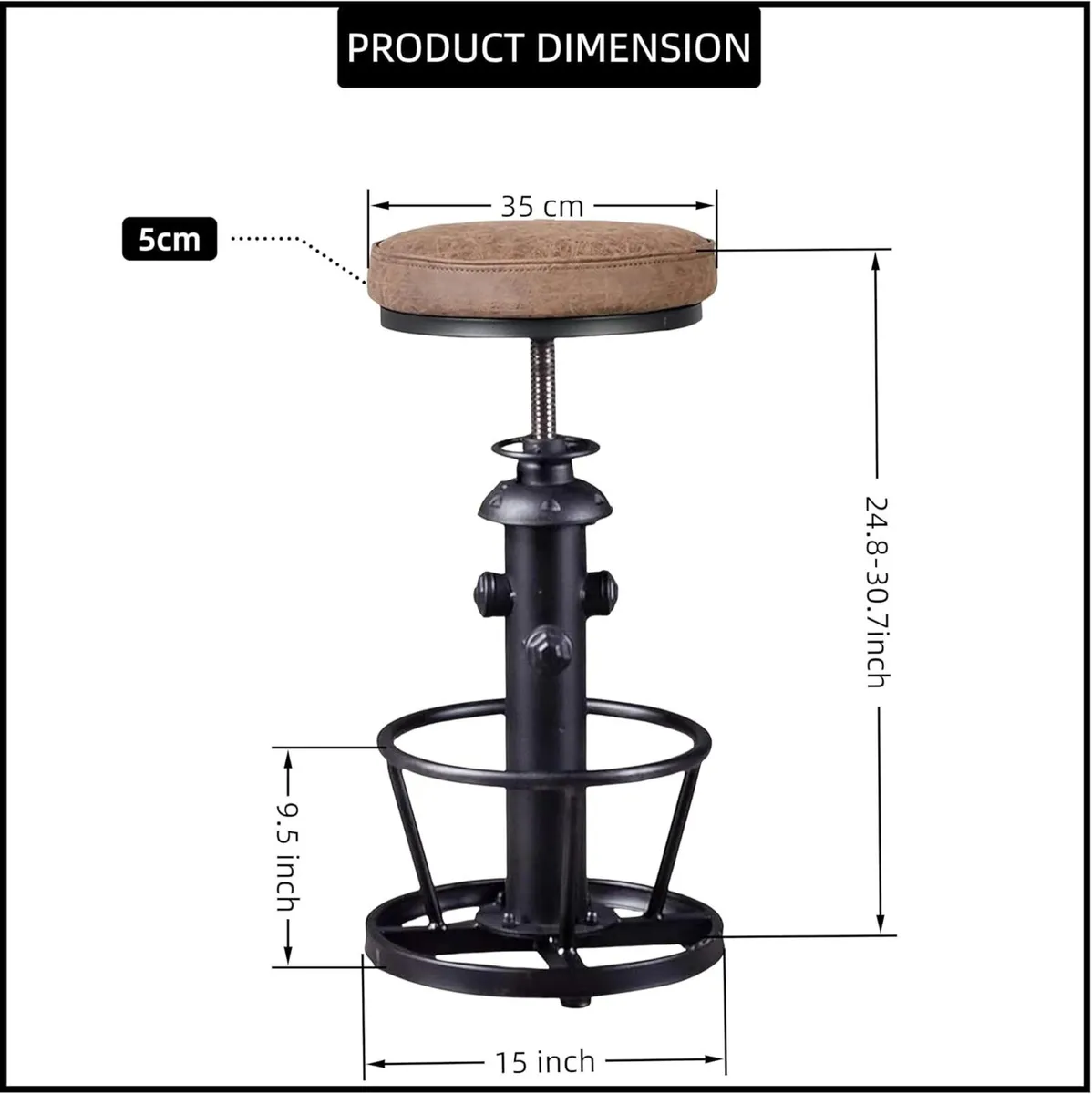 Industrial Bar Stools-Swivel Pu Seat-Vintage - Image 1