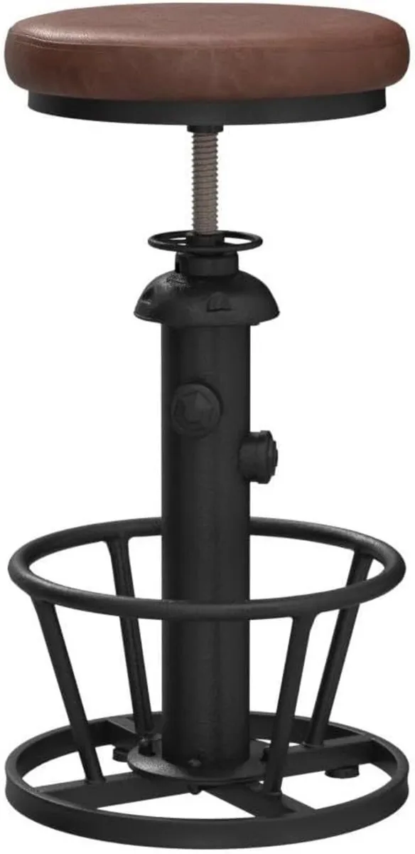 Industrial Bar Stools-Swivel Pu Seat-Vintage - Image 3