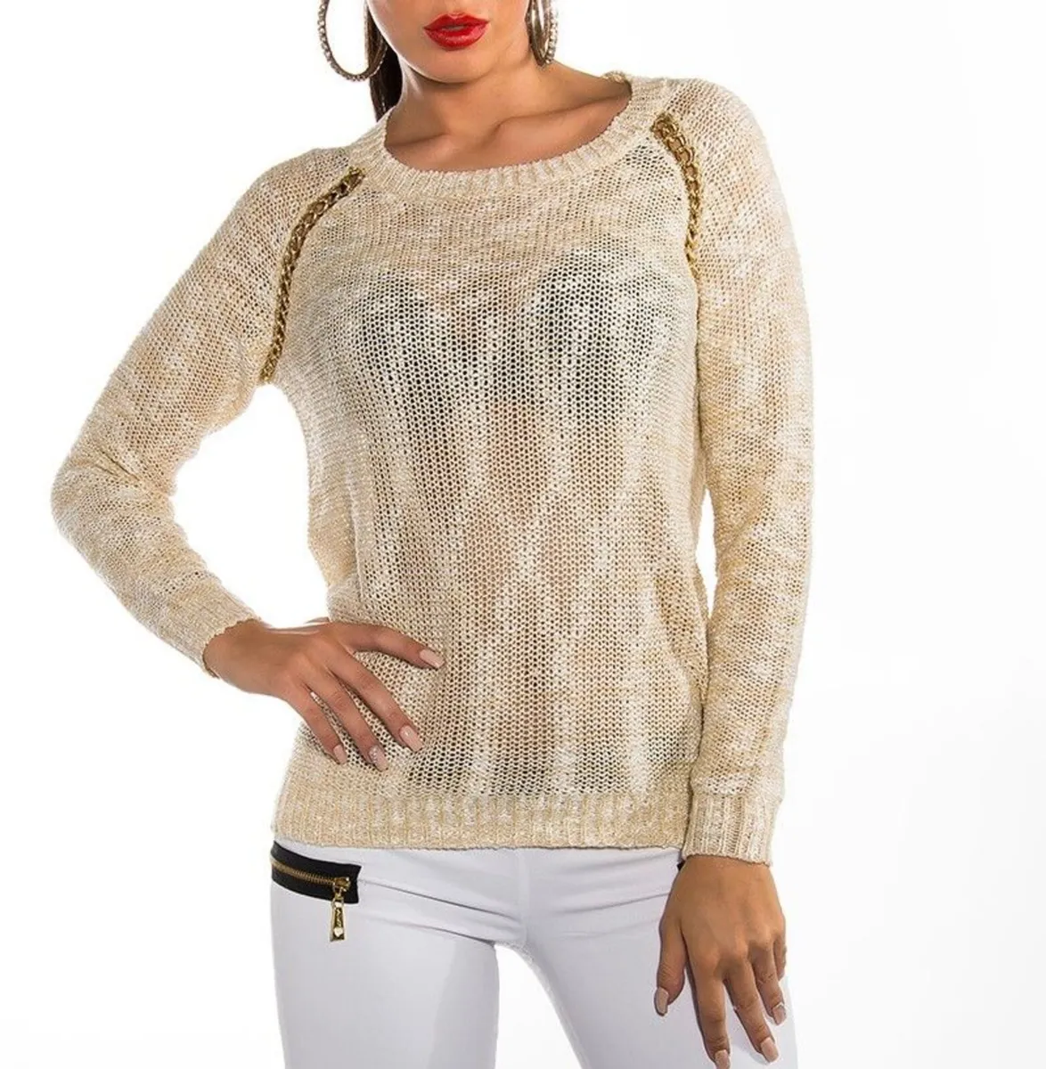 knit_sweater_with_chains__Color_BEIGE_Size_Onesize - Image 1