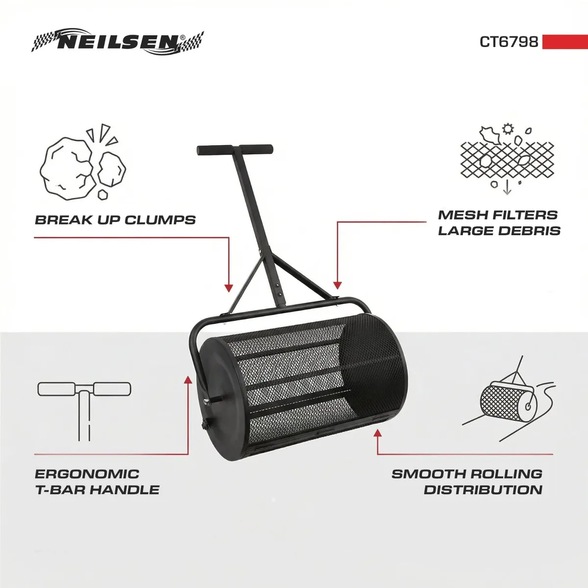 24in Lawn Roller Compost Spreader 75L - Image 4