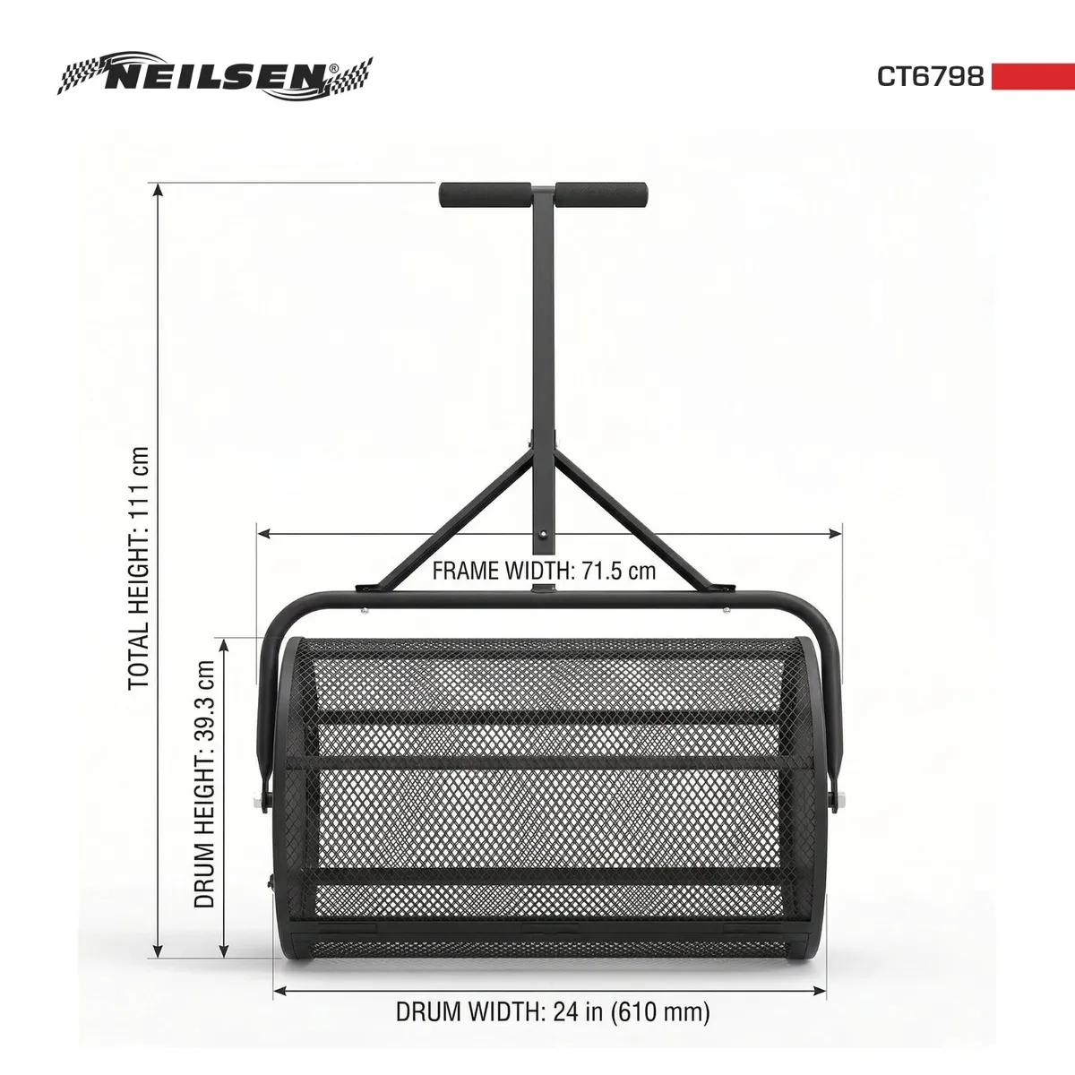 24in Lawn Roller Compost Spreader 75L - Image 3