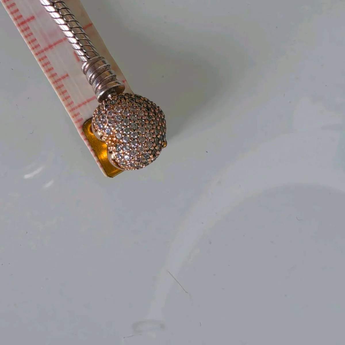 Pandora  bracelet heart sparkly rose gold 18cm - Image 4