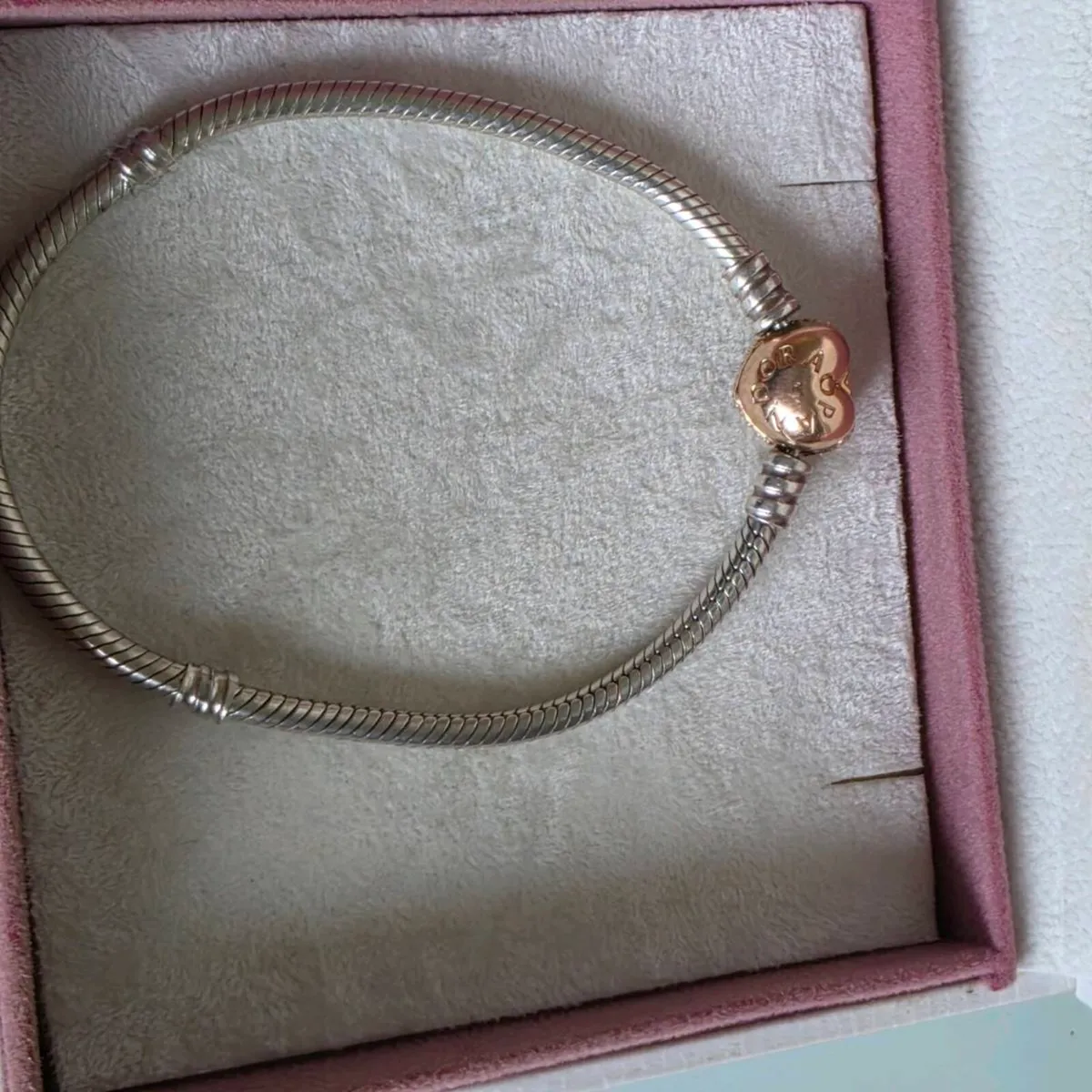Pandora  bracelet heart sparkly rose gold 18cm - Image 2